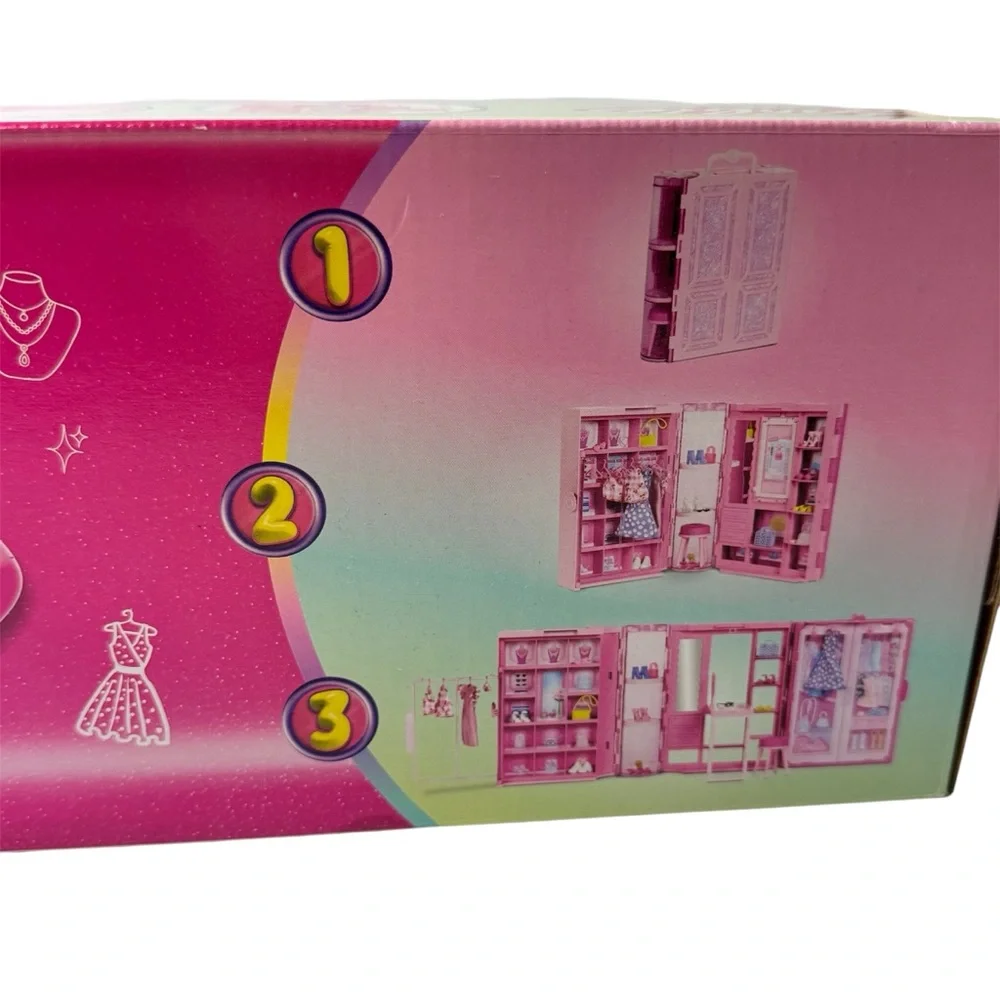 Barbie Dream Closet Toy Playset-Gift Pink Wardrobe 25+ Pieces Vanity Puppy